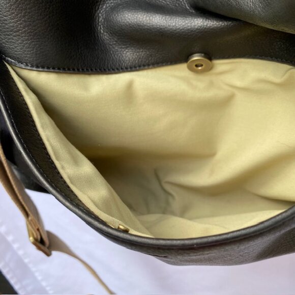 Cynthia Rowley Black Leather Large Tote Bag Black with Tan Straps - Picture 2 of 5